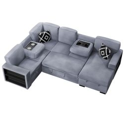 New Gray Sleeper Sectional Couch! Includes Free Delivery 🚚! Free Assembly!