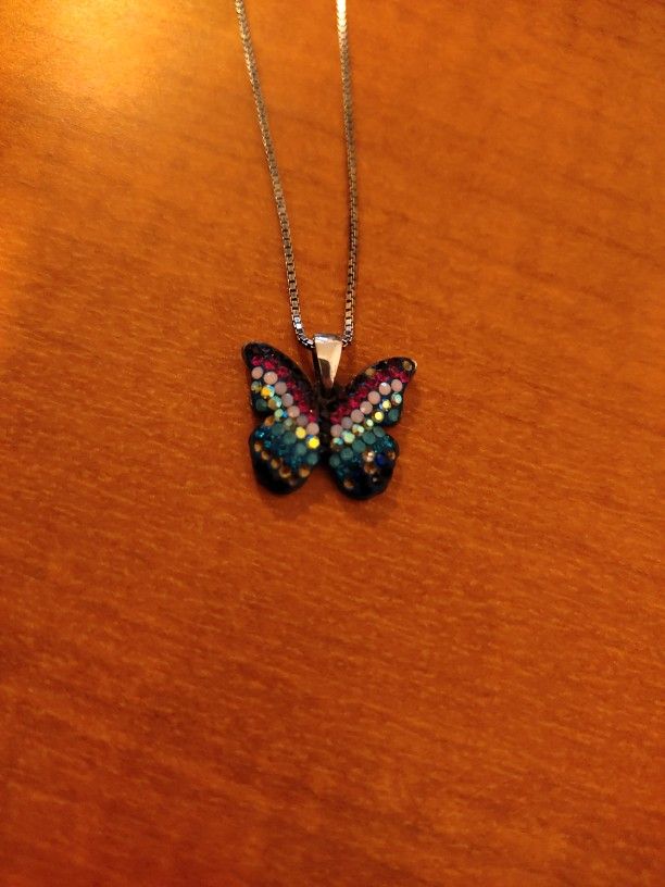 Sterling Silver 925 Butterfly With 18 In " Chain