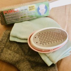 Smooth Heels 4 Ways. Smooth Heel Socks, Pumice, Egg Smoother