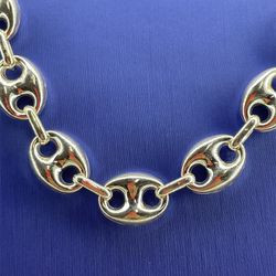 925 Sterling Silver 22” Puff Mariner Necklace 49.90g 11.2mm 180300/4