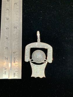 Brand New Real Sterling Silver Iced out Charm