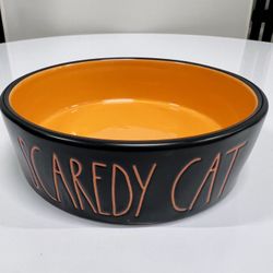 Rae Dunn Halloween Ceramic Scaredy Cat Bowl NEW