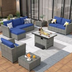 High quality patio furniture set with fire pit propane brand new outdoor deep seating cushions fully assembled inside the box high quality patio set ?