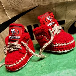 🏈Handmade Crochet 49er New Born Bootys 🏈