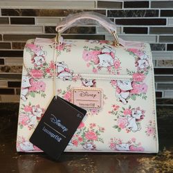 Loungefly Disney - The Aristocats Marie AOP Floral Print Crossbody Satchel Handbag Purse 