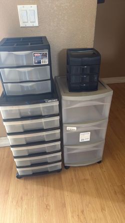 Plastic storage drawers
