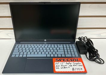 HP 15” Laptop Computer Intel Processor 4GB RAM 128GB SSD Windows 11