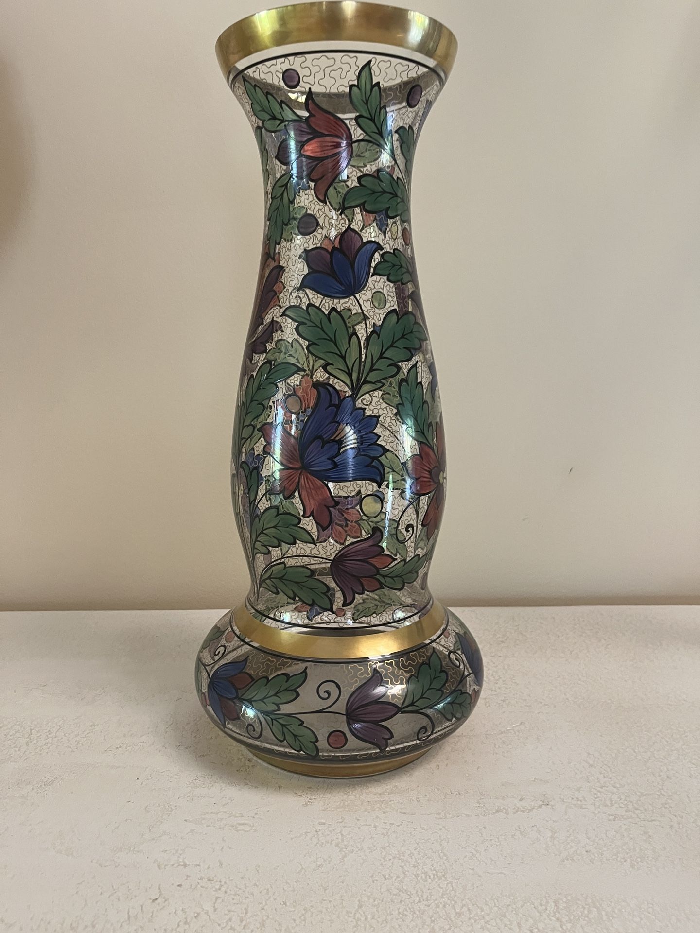 Beautiful Hand Painted Vintage Vase 18”
