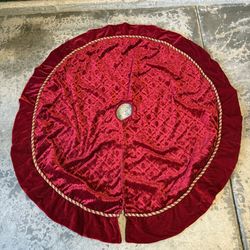 Christmas Tree Skirt Red & Golf Santa Toy Sack Bag Theme 48” Holiday Tree Skirt *READ