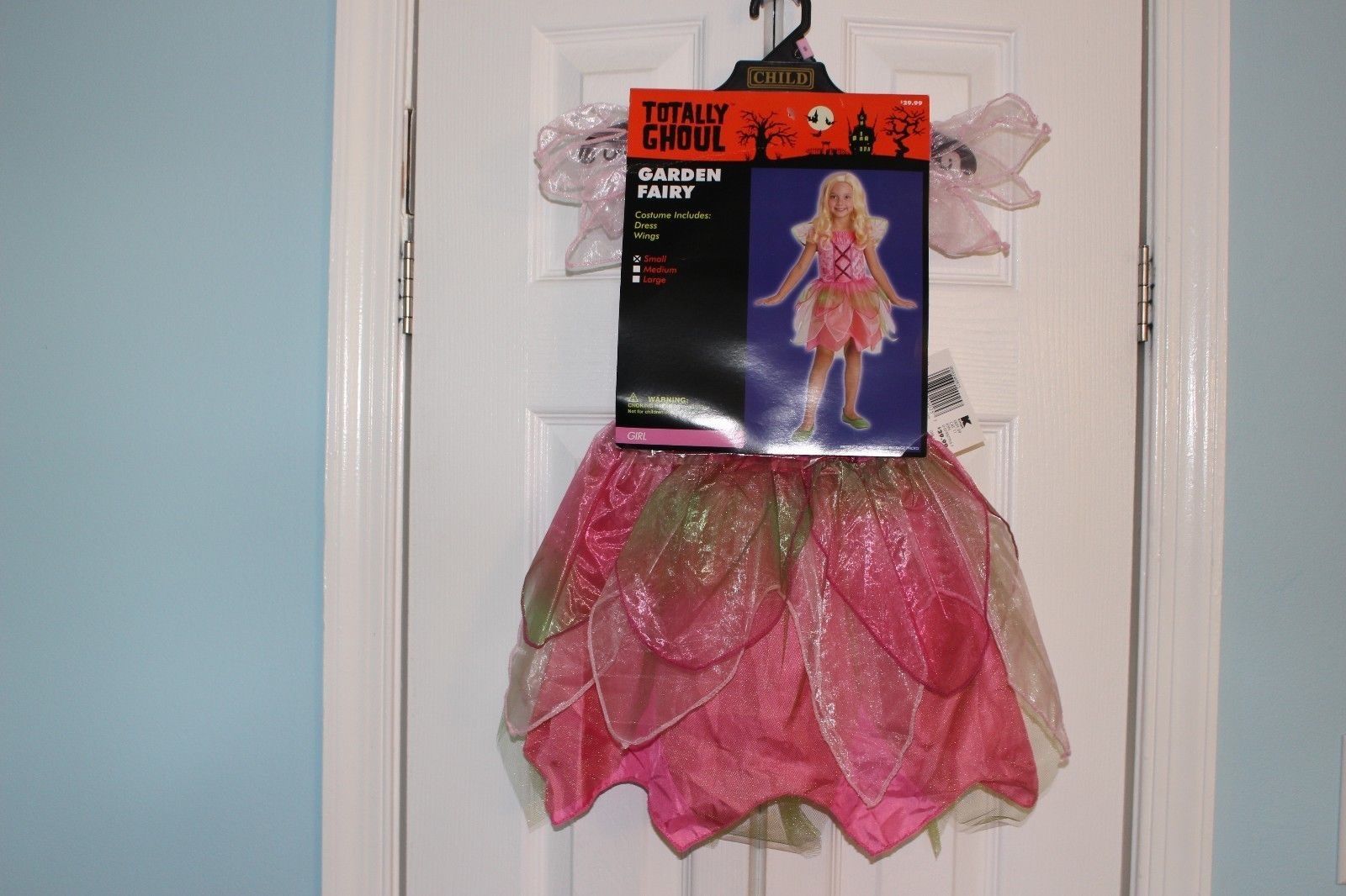 Halloween Costume Girl GARDEN FAIRY Small Pink Dress Wings - NEW w Tag