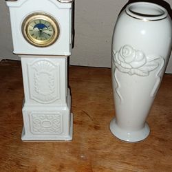 Lenox clock and vase