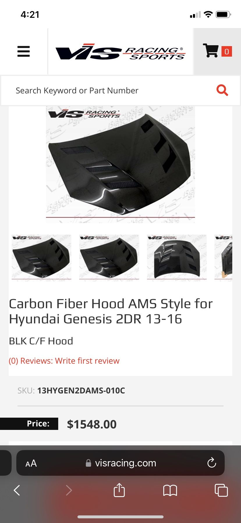 Genesis Coupe Carbon Fiber Hood