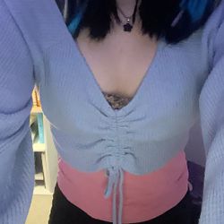 Blue Crop Top Long Sleeve 