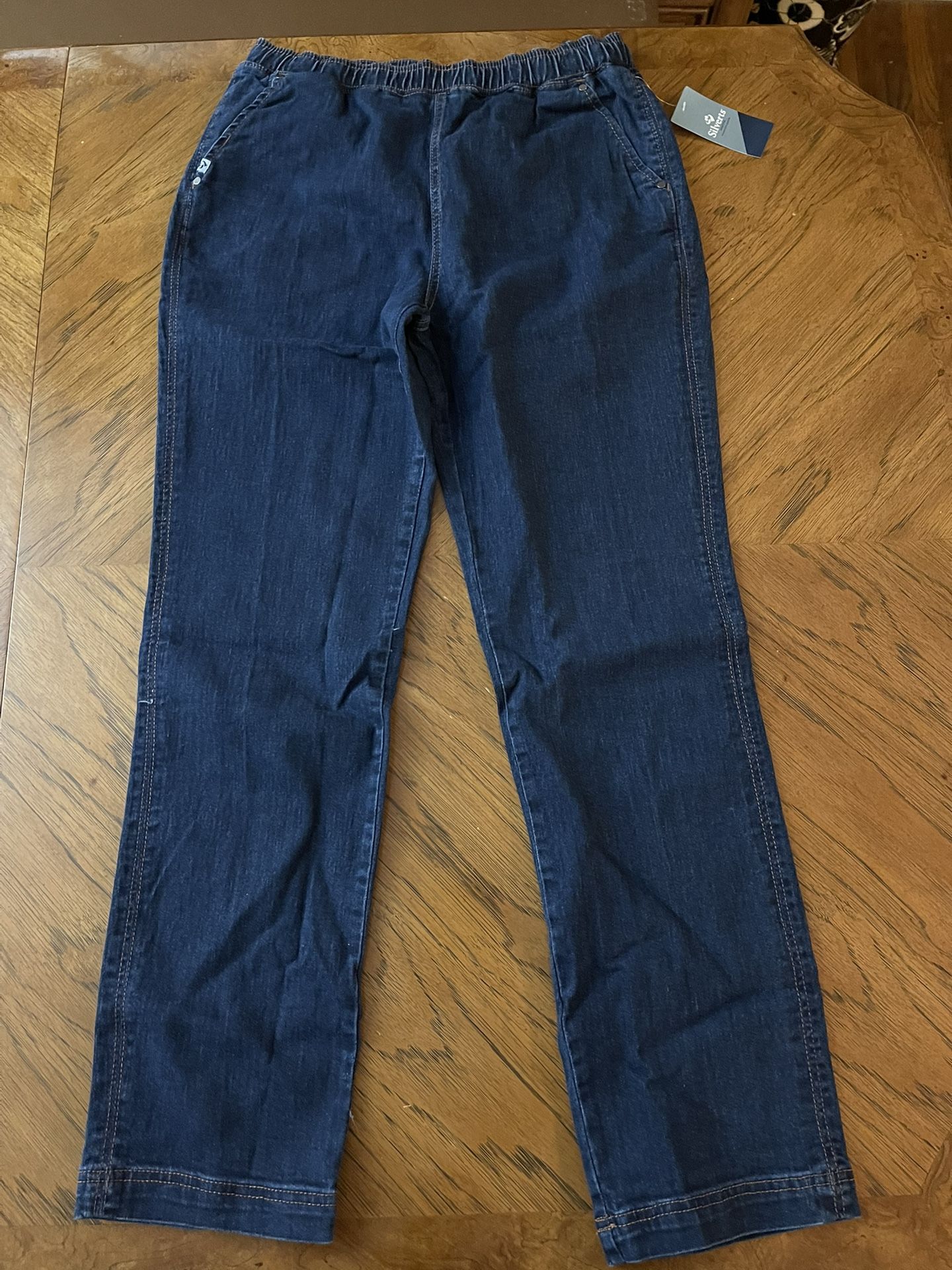 New Women’s Silverts Adaptive Blue Jeans with Tags - Elastic Waist - Size Medium