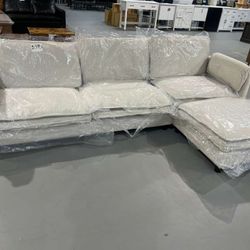 New Sectional Sofa with Ottoman, L Shaped Convertible Couch with Removable Chaise Chenille Fabric Sofa Set for 4-6 Persons Living Room Furniture B