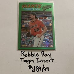 Robbie Ray San Francisco Giants Pitcher Topps Short Print Insert Card. #’d 89/99. 