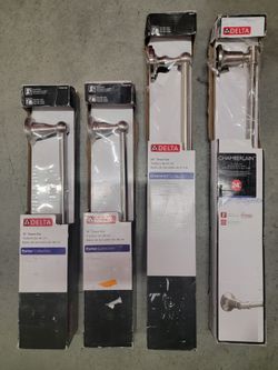 $48 for All, Mixed Lot of (4) DELTA bathroom Towel Bar, Rack, Holders.