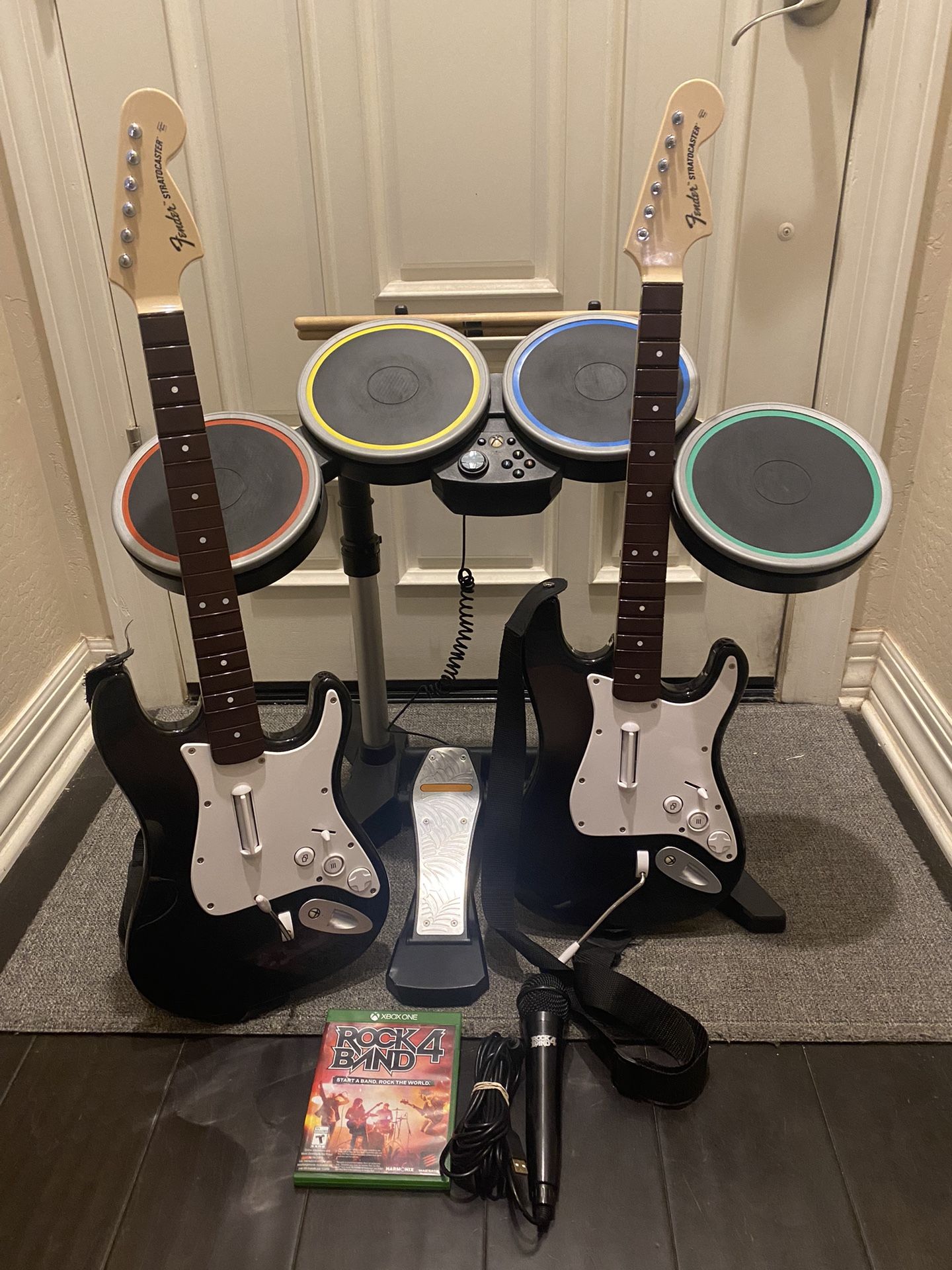Xbox One Rock Band 4 Video Game Guitar & Drum Set Bundle