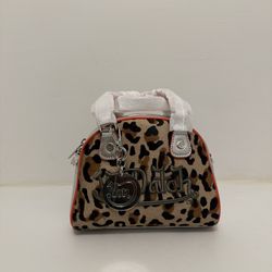 RARE Mini Von Dutch Bowler Bag Purse Cheetah Print Fur