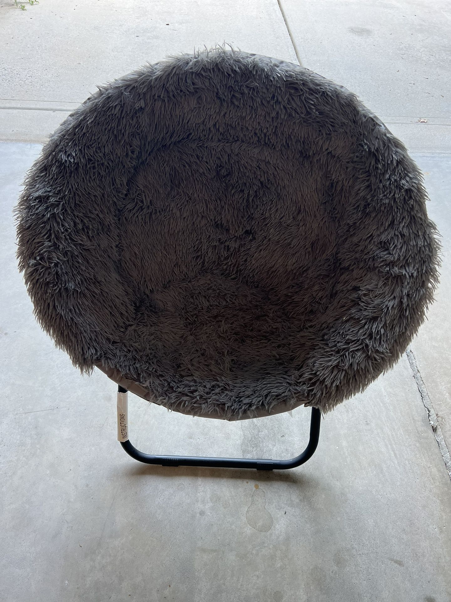 Gray Faux Fur Saucer Chair