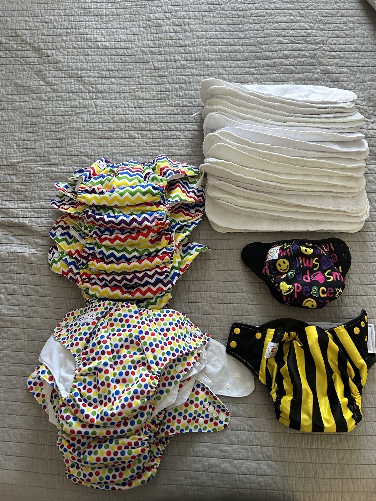 22 Cloth Diapers + 20 Liners