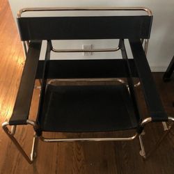 Knoll Original Black Leather Marcel Breuer Wassily Chair