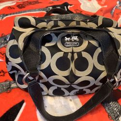 Authentic Black Couch Purse With Leather Straps.