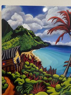 Hawaiian Art Of Napali Coast In Hawaii