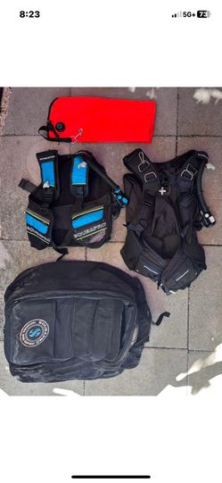 BCD ScubaPro Air2 Set 2 Jacket Black sz L, TUSA S +Halcyon Liftbag & Travel Bag