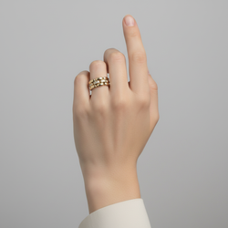 14K Yellow Gold Rolex Bracelet Style Womens Ring - 0.16ct