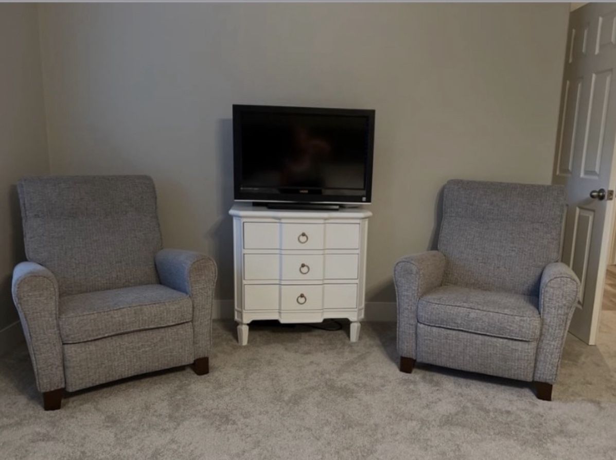 Gray Recliner Chairs (TV & Dresser NOT Included)