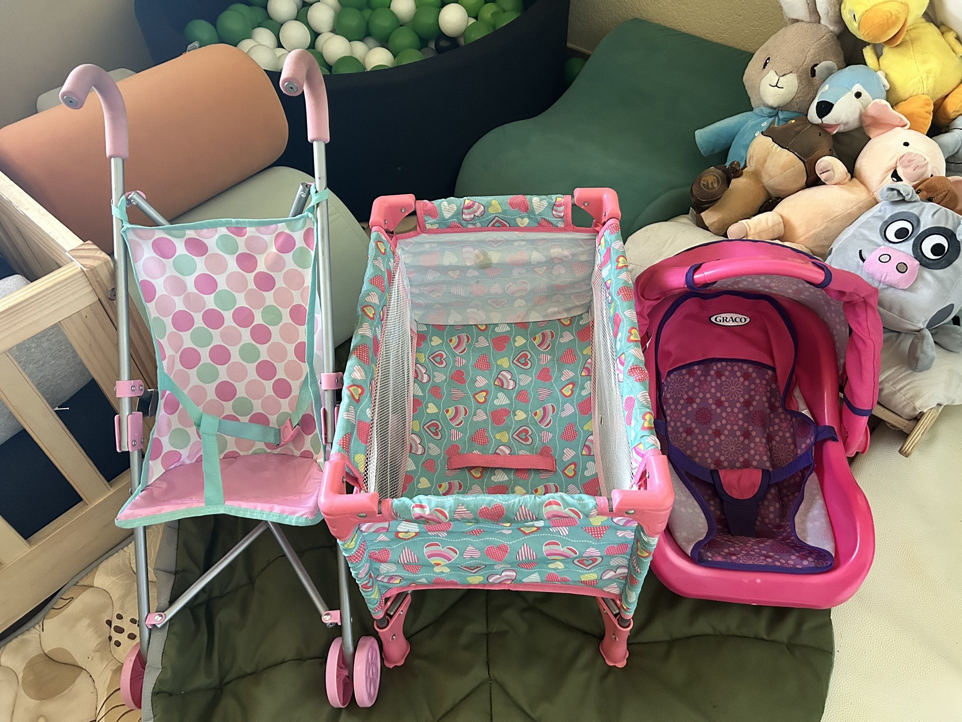 Baby Doll Or Stuffed Animal Crib, Car Seat, & Stroller