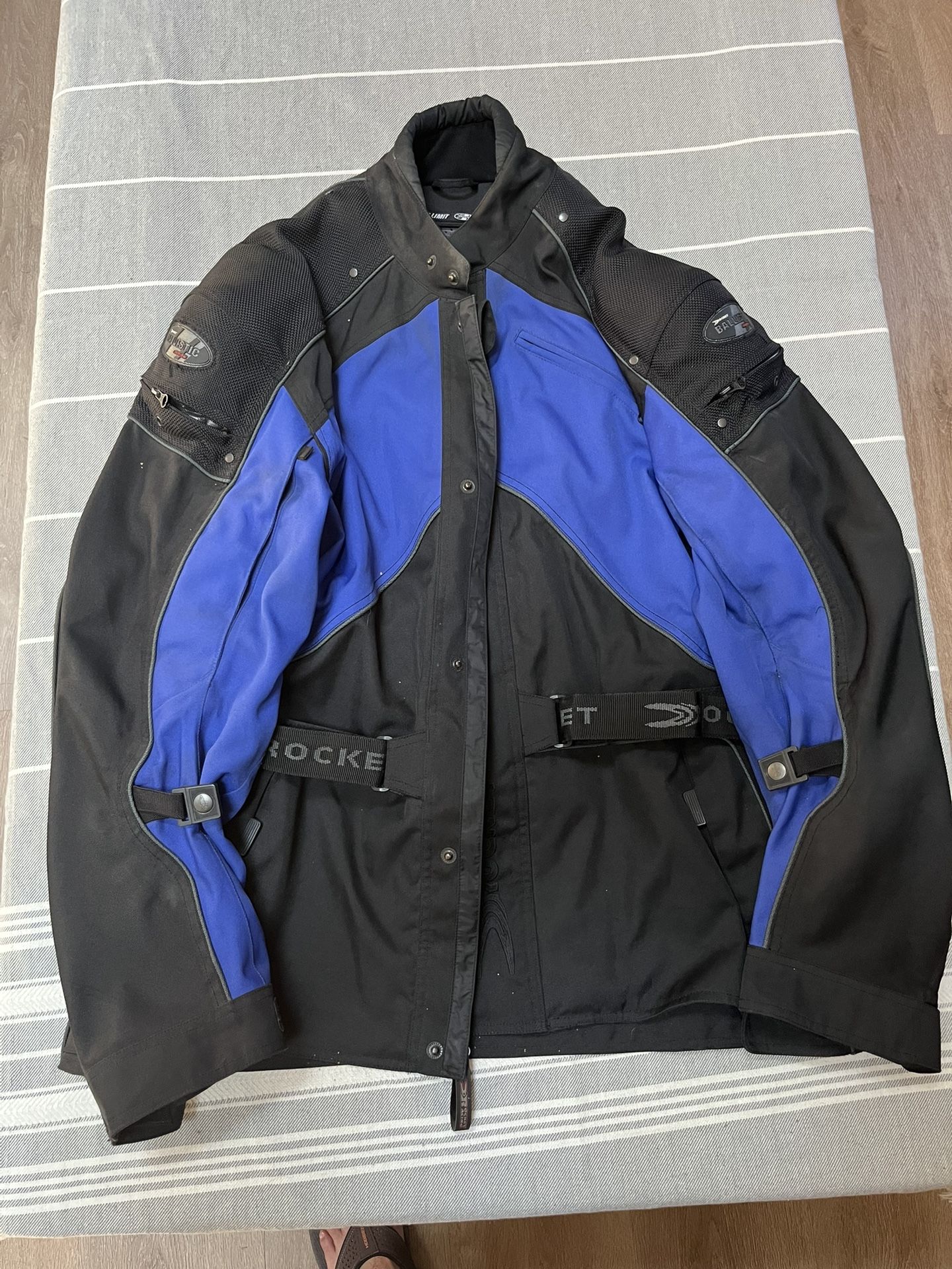 Joe Rocket XL Blue Black Armored Motorcycle Jacket Touring