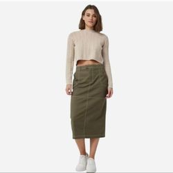 Grunge Green Cargo Maxi Skirt