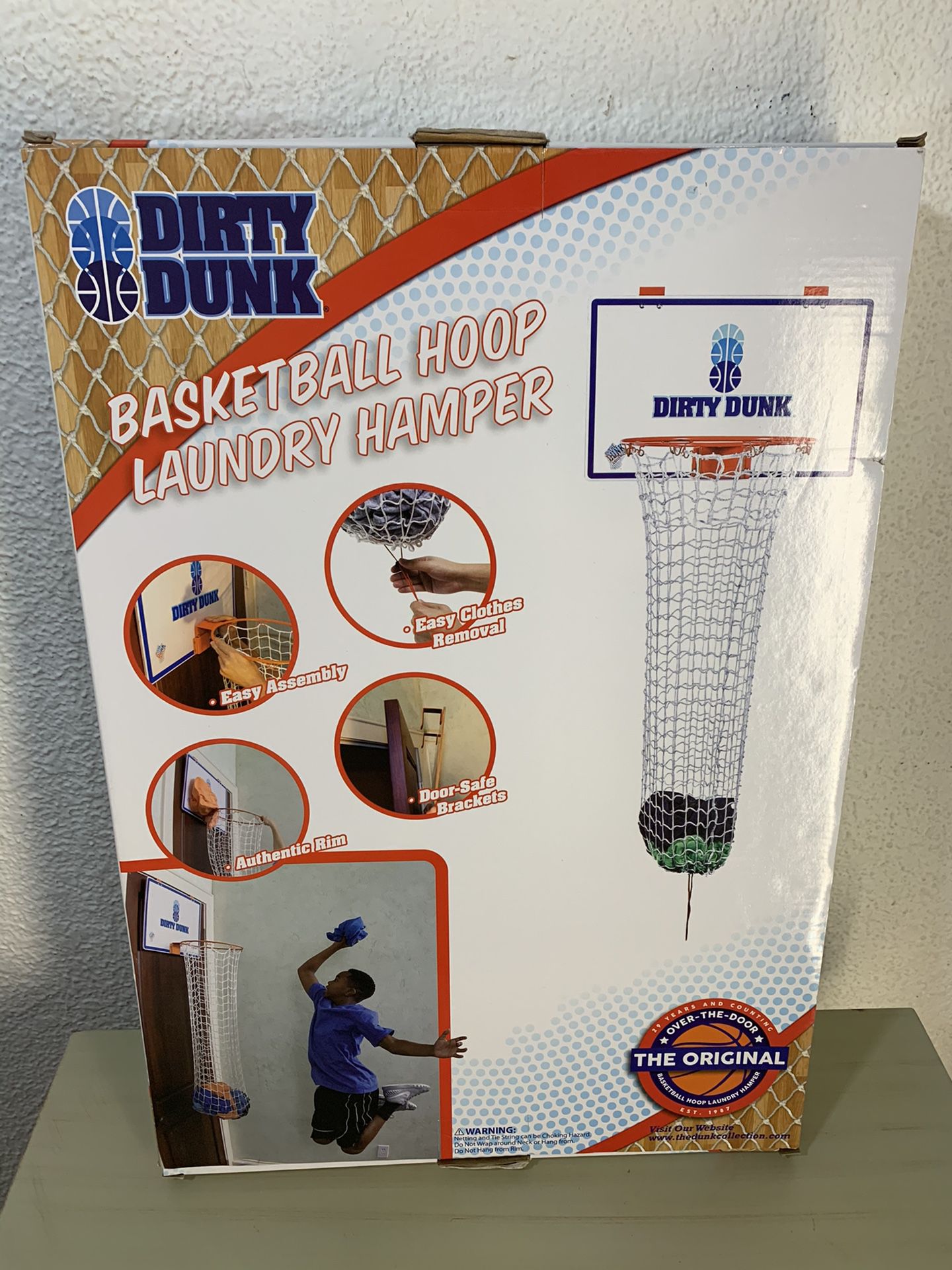 Dirty Dunk Original Over-the-Door Basketball Hoop Laundry Hamper NEW