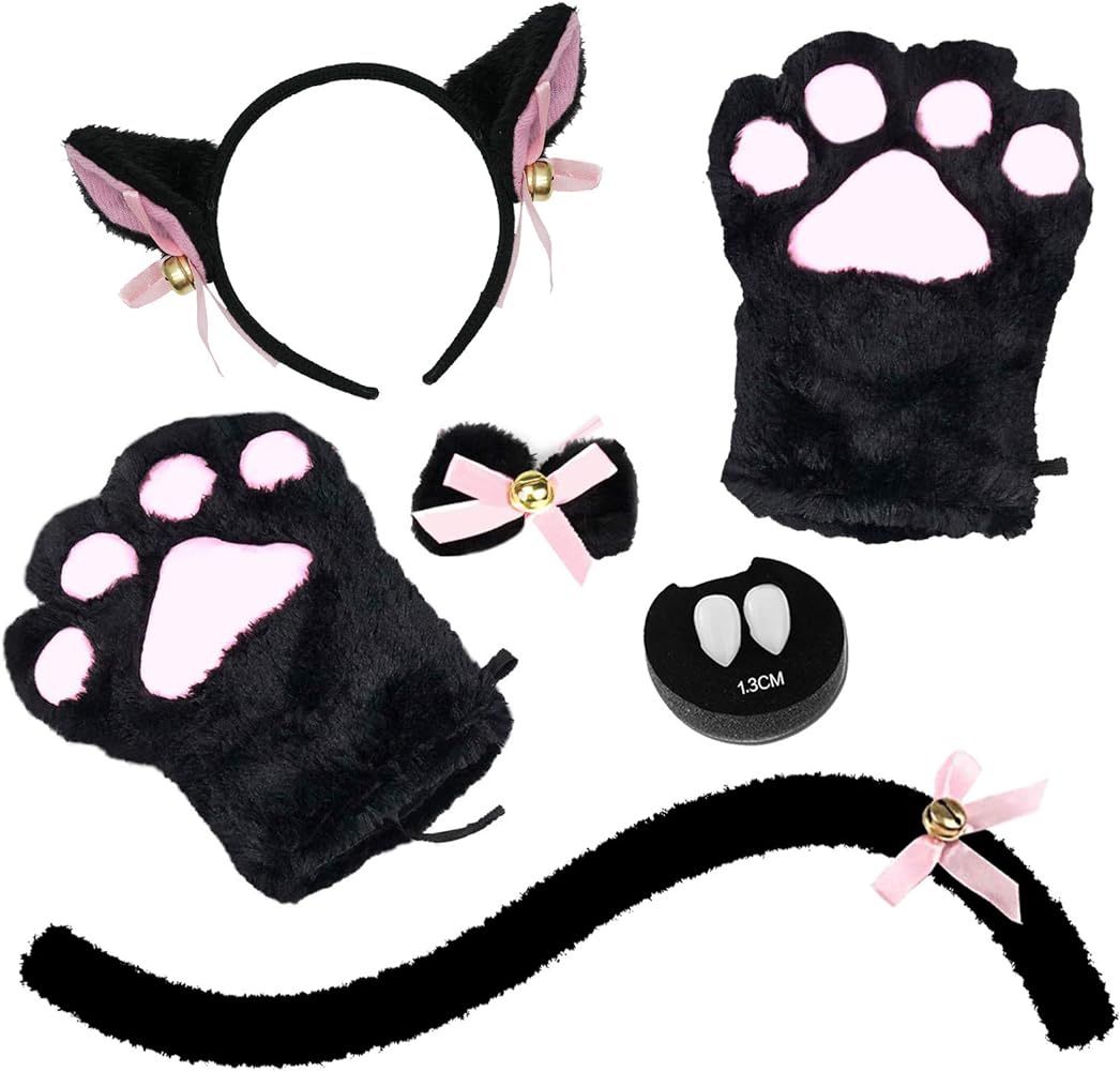 Abida Cat Cosplay Costume - Cat Ear and Tail Set with Collar Paws Gloves
