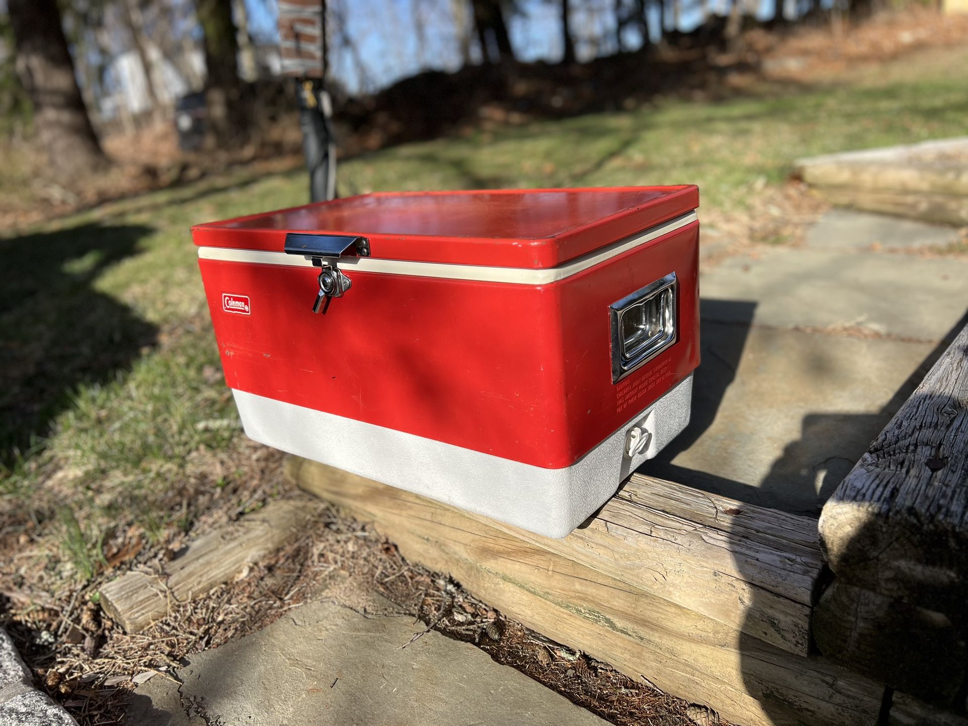 Vintage 1978 Red Metal Coleman Cooler