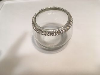 Votive candleholder with rhinestone trim