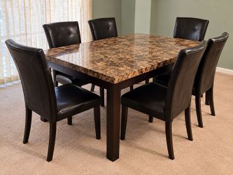 Marble Top Dining Table Set with 6 Chairs