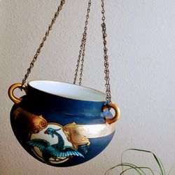 Antique Hanging Porcelain Jardiniere 