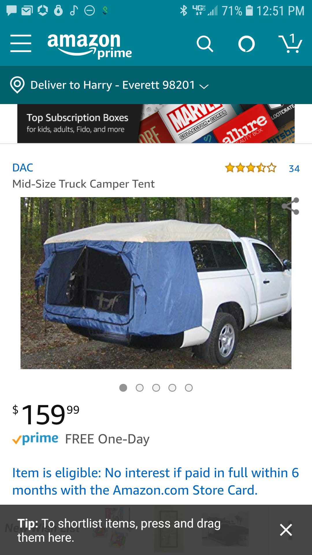 DAC truck bed tent- mid size