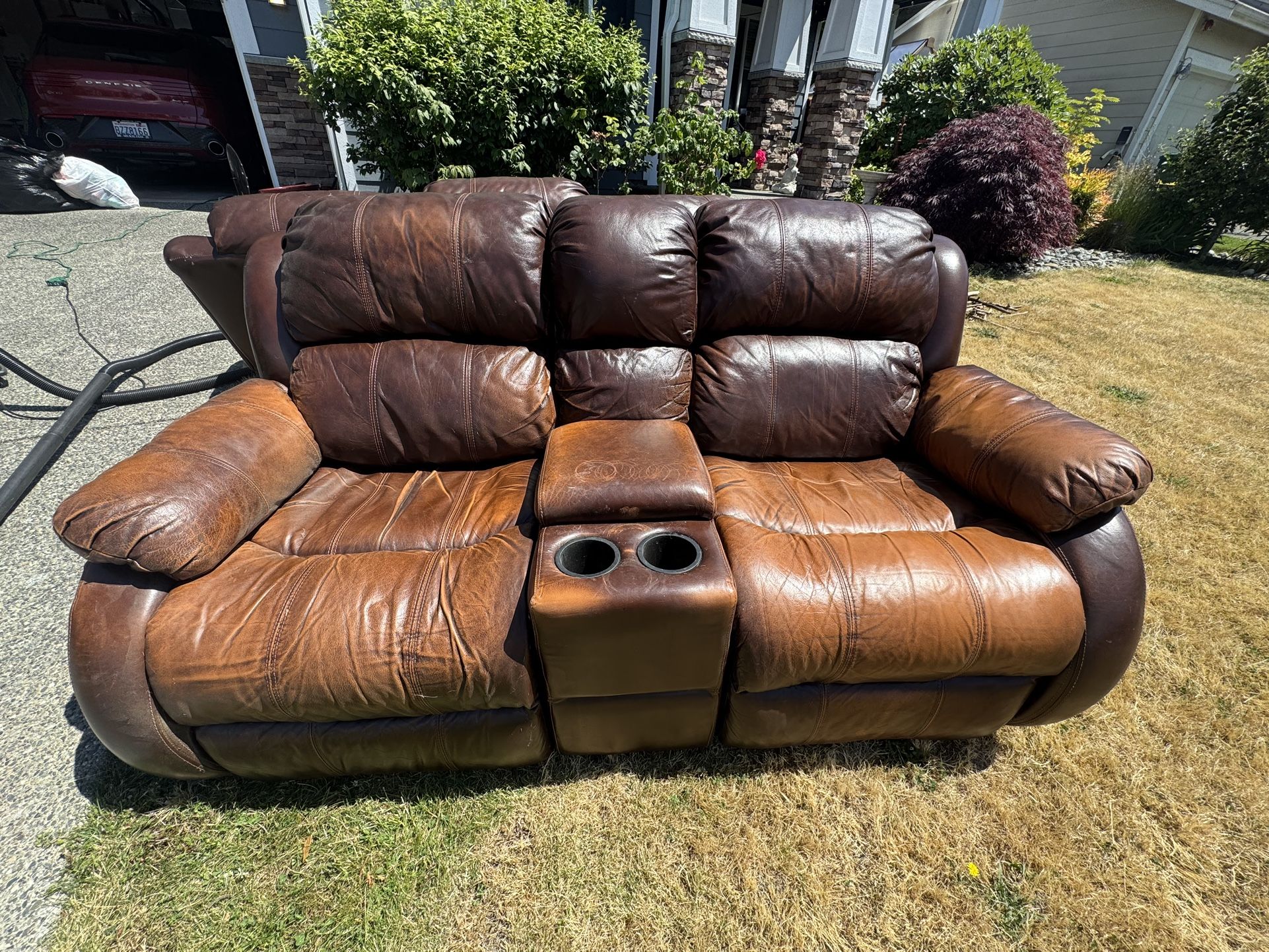 Free Leather Reclining Couch And Loveseat