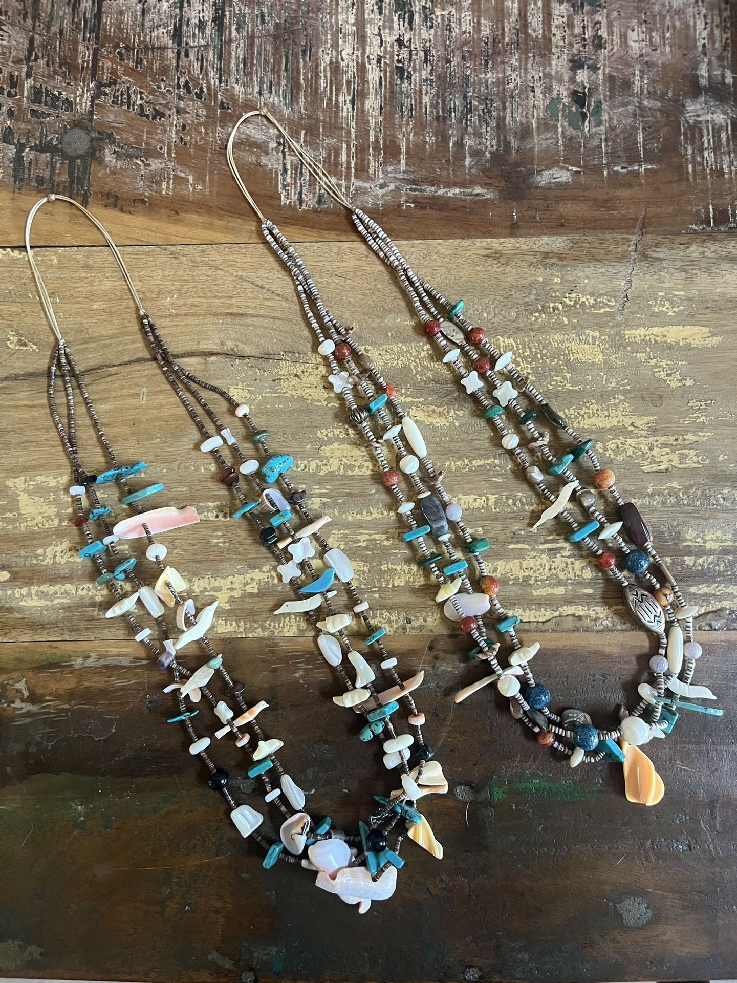Turquoise And Shell Beaded Necklaces