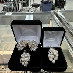 14Kyg Salt Water Pearl Set (Earrings, Ring & Pendant) 