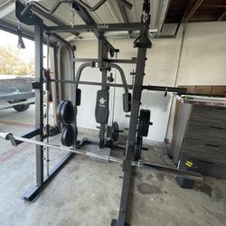Vesta Fitness Smith Machine 2001 w/Bench Attachment | 230lb Bumpers Weights | 7ft Olympic Bar | Fitness | Gym Equipment | FREE DELIVERY 🚚 
