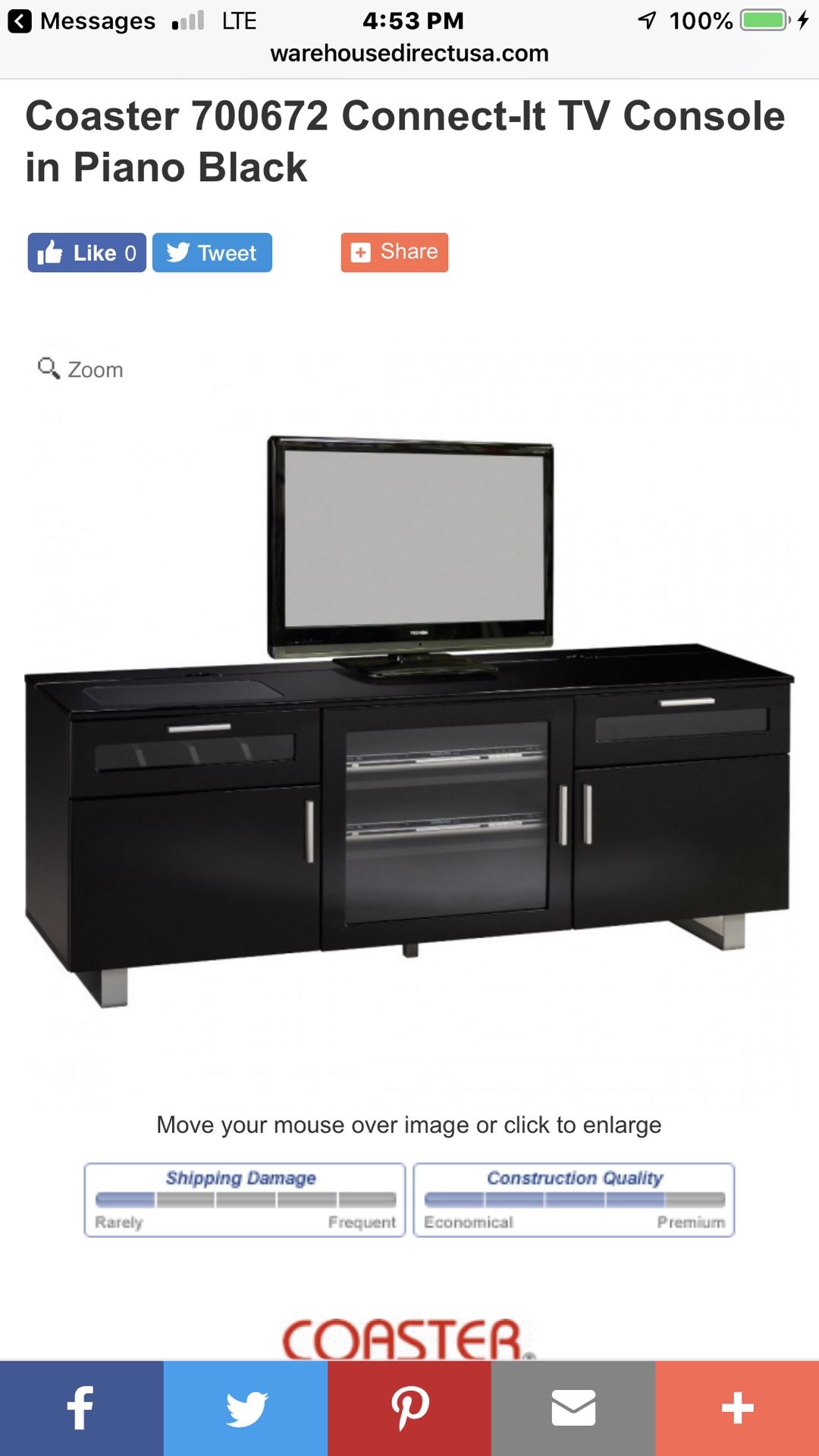 Tv Console Entertainment Center And Piano Black Finish