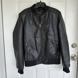 Mens Leather Bomber Jacket size L