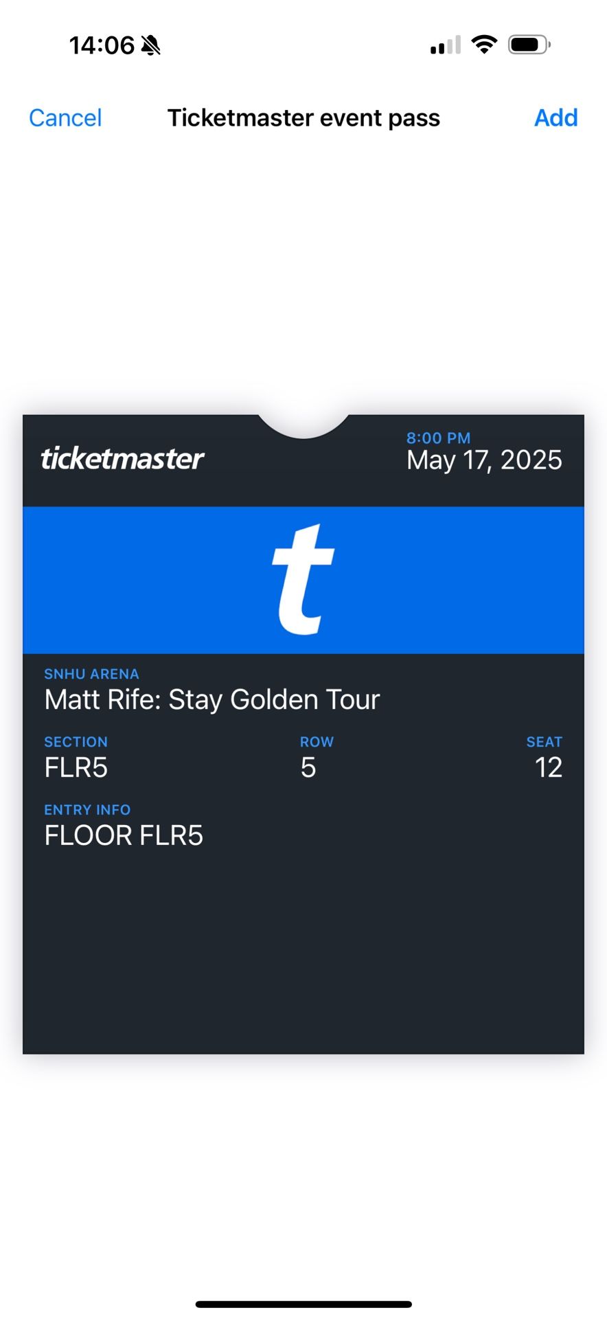 Matt Rife 5th Row Floor Seats Tonight!- $350