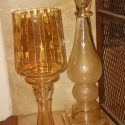 LARGE GLASS CANDLE HOLDERS