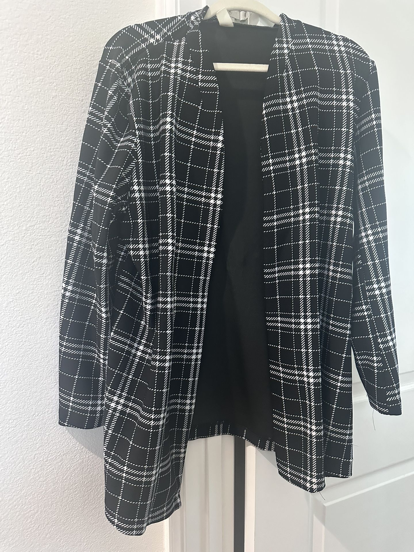 Plaid Women’s Office Blazer/cardigan, 2X, Light And Comfortable